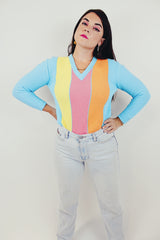 vintage striped v neck sweater