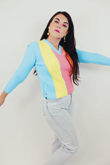 vintage striped v neck sweater side