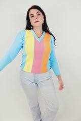 vintage striped v neck sweater