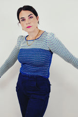 vintage blue knit sweater side