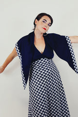 vintage gingham printed halter maxi dress