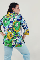 floral vintage printed button up tunic back