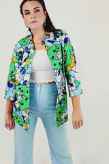 floral vintage printed button up tunic open front