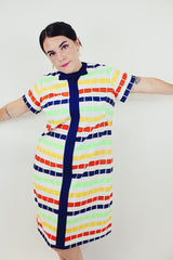 vintage multicolored printed shift dress