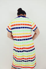 vintage multicolored printed shift dress back