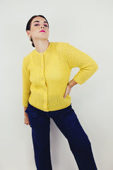 Yellow vintage wool cardigan