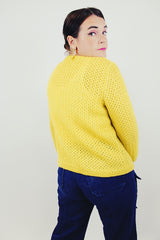 Yellow vintage wool cardigan back