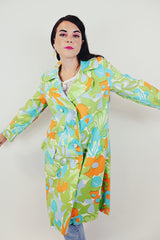 vintage colorful floral pea coat