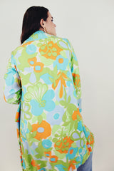vintage colorful floral pea coat back
