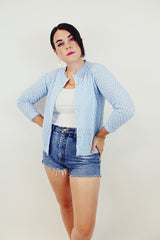 vintage sheer blue long sleeve cardigan