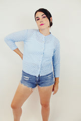 vintage sheer blue long sleeve cardigan
