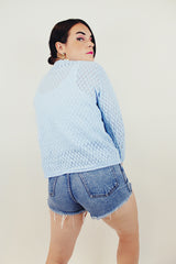 vintage sheer blue long sleeve cardigan back
