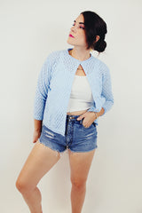 vintage sheer blue long sleeve cardigan