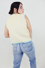 vintage off white embroidered vest back