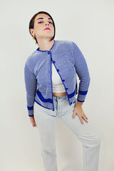 vintage blue striped knit cardigan