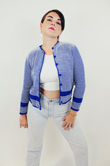 vintage blue striped knit cardigan