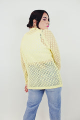yellow vintage sheer cardigan back