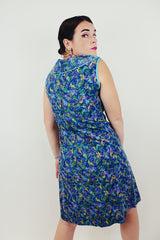 vintage sleeveless printed shift dress back