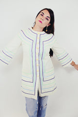 Vintage red long sleeve printed cardigan