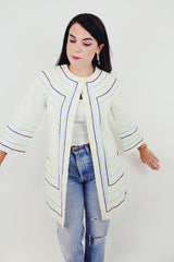 Vintage white crew neck canvas jacket