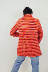 Vintage red long sleeve printed cardigan back