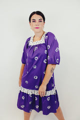 Purple vintage Hawaiian print dress