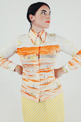 vintage orange landscape blouse front