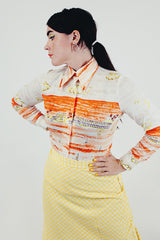 vintage orange landscape blouse front