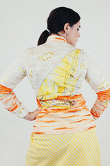 vintage orange landscape blouse back