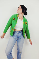 Vintage green cardigan open holes
