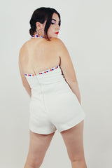 vintage white tennis romper with halter neck back