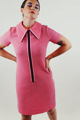 Vintage short sleeve waffle knit dress