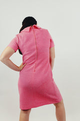 Vintage short sleeve waffle knit dress back