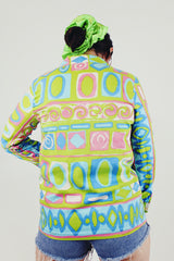 vintage printed long sleeve button up back