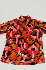 Men's red orange vintage printed pullover