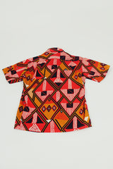 Men's red orange vintage printed pullover back