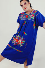 blue midi dress front