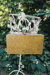 vintage wooden embellished box bag back