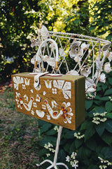 vintage wooden embellished box bag