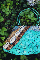 Vintage multicolored sea shell purse