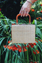 Vintage handmade straw box purse