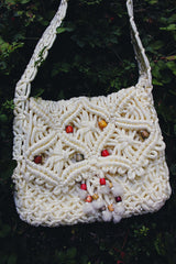 Vintage crochet messenger bag