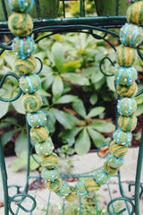 Vintage wool beaded necklace closeup