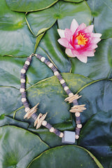 Vintage wood shell beaded necklace