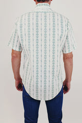 Vintage men's printed button up shirt back