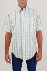Vintage men's printed button up shirt