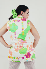 vintage sleeveless printed blouse back