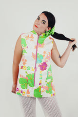 vintage sleeveless printed blouse