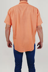 Vintage Men's Orange Short Sleeve Shirt Back