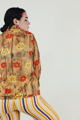 vintage flower print button up blouse back